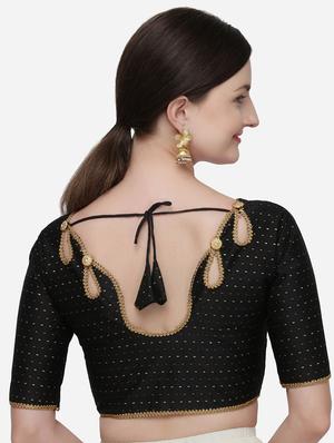 black raw silk printed blouse - 17651183 - Standard Image - 3