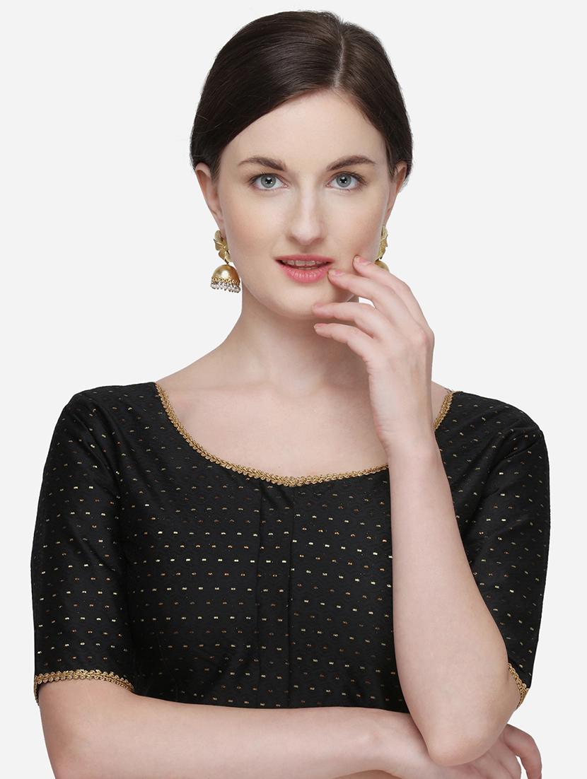 black raw silk printed blouse - 17651183 - Zoom Image - 1
