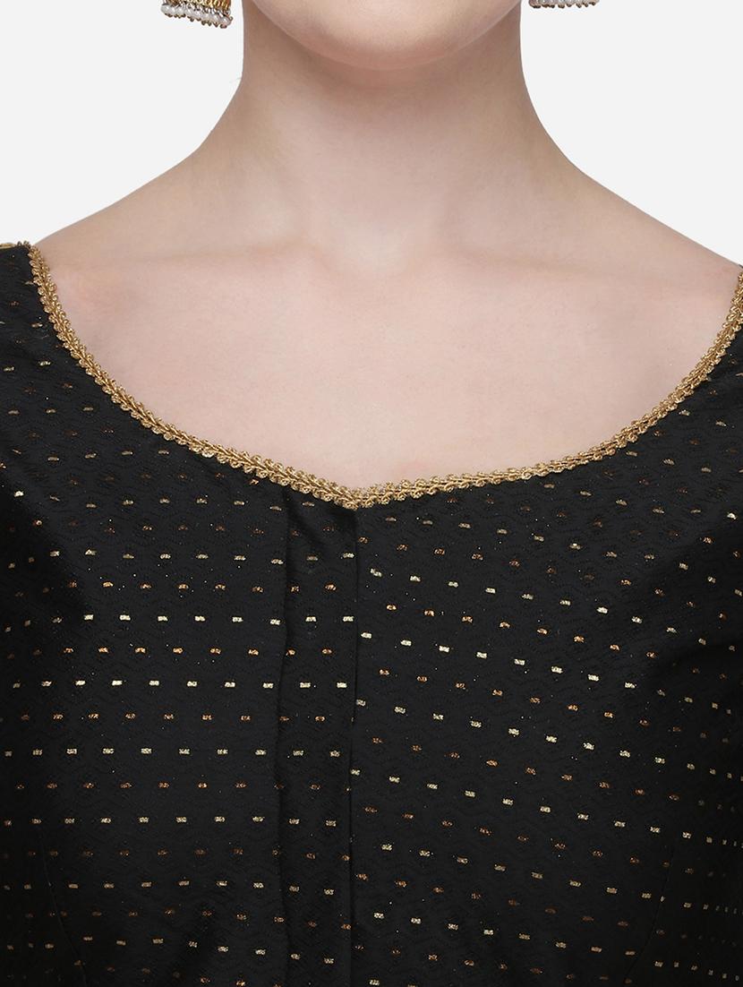 black raw silk printed blouse - 17651183 - Zoom Image - 4