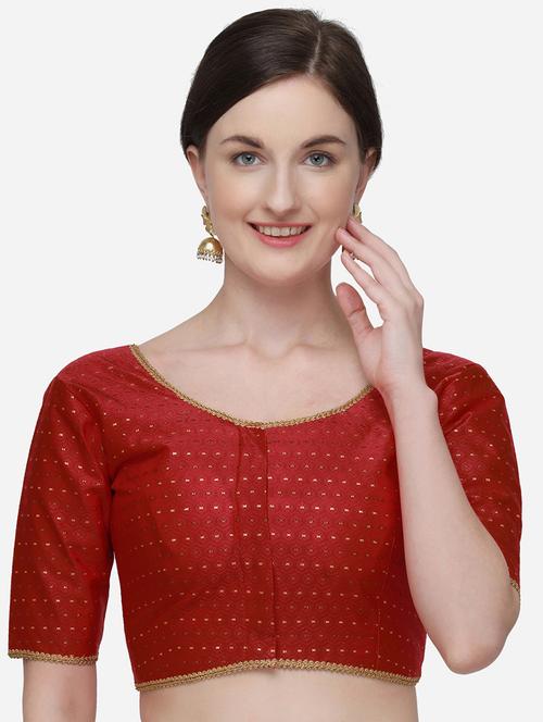 red raw silk printed blouse - 17651190 - Standard Image - 1