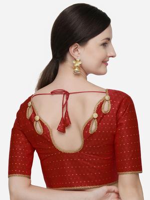 red raw silk printed blouse - 17651190 - Standard Image - 3