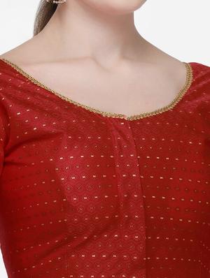 red raw silk printed blouse - 17651190 - Standard Image - 4
