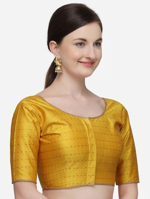 yellow raw silk printed blouse - 17651191 - Standard Image - 2