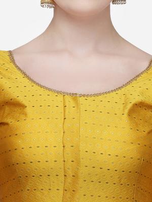 yellow raw silk printed blouse - 17651191 - Standard Image - 4