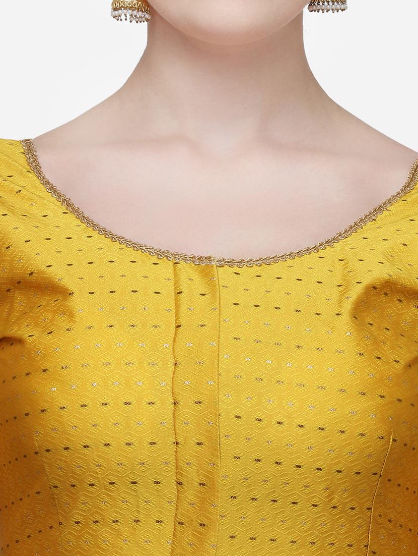 yellow raw silk printed blouse - 17651191 - Zoom Image - 4