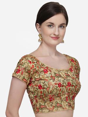 beige silk embroidered blouse - 17651192 - Standard Image - 2