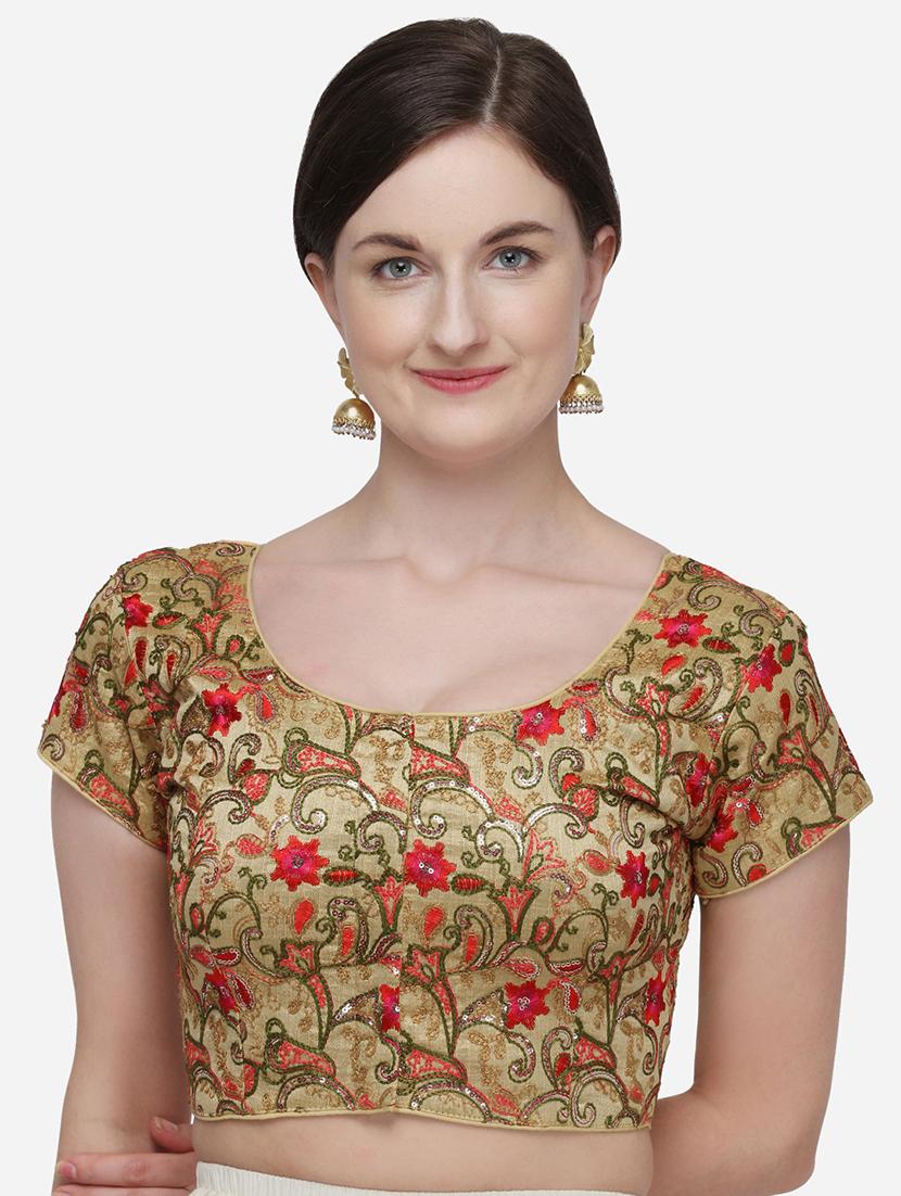 beige silk embroidered blouse - 17651192 - Zoom Image - 1