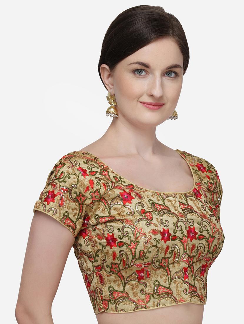 beige silk embroidered blouse - 17651192 - Zoom Image - 2