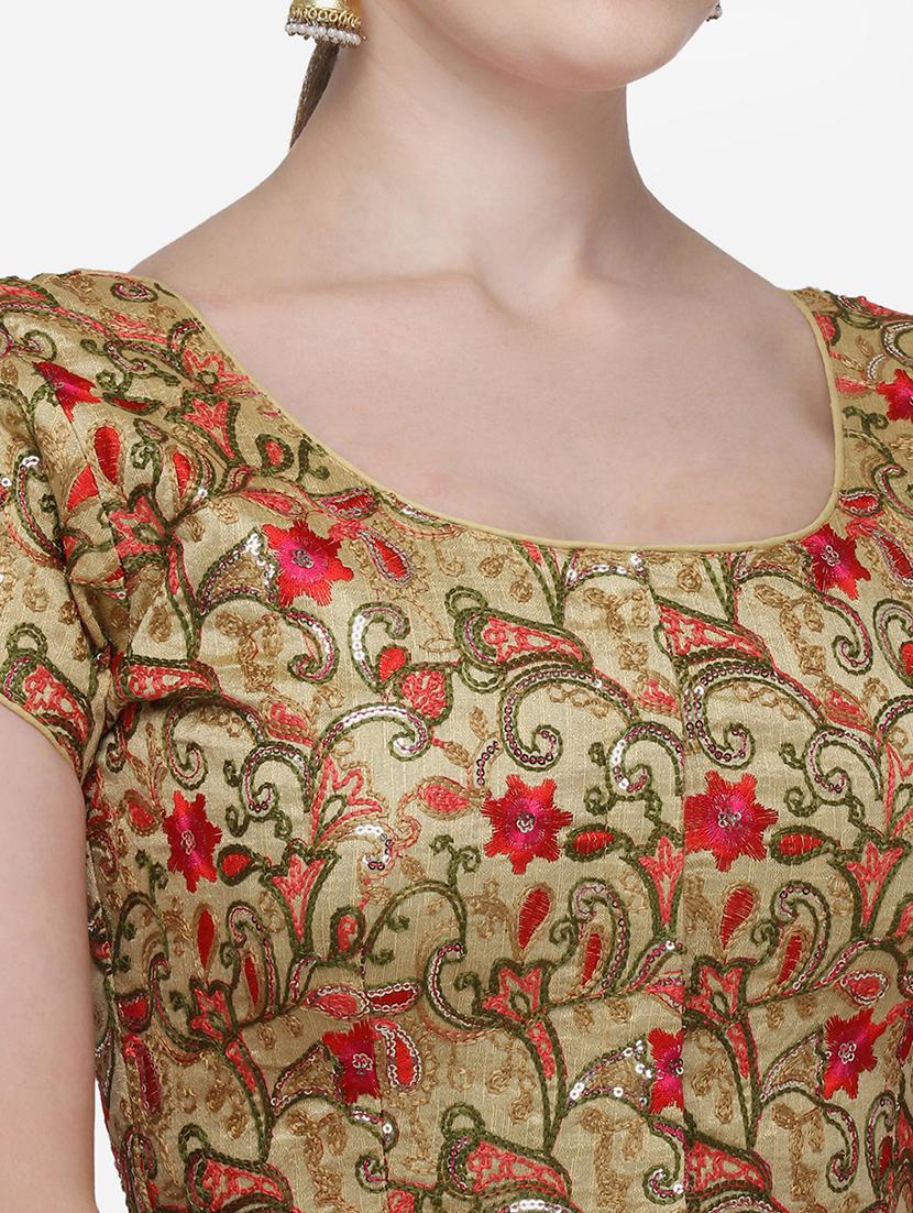 beige silk embroidered blouse - 17651192 - Zoom Image - 4