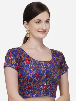 blue silk embroidered blouse - 17651194 - Standard Image - 2