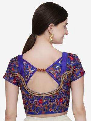 blue silk embroidered blouse - 17651194 - Standard Image - 3