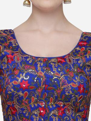 blue silk embroidered blouse - 17651194 - Standard Image - 4