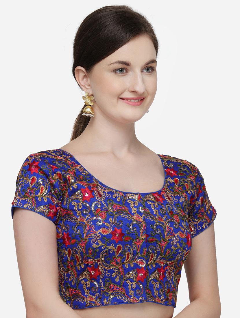 blue silk embroidered blouse - 17651194 - Zoom Image - 2