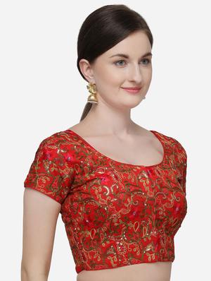red silk embroidered blouse - 17651196 - Standard Image - 2