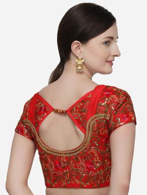 red silk embroidered blouse - 17651196 - Standard Image - 3