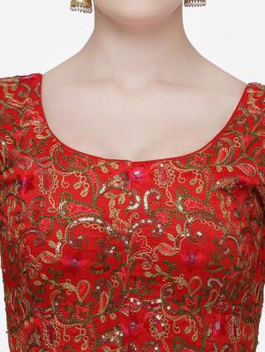 red silk embroidered blouse - 17651196 - Standard Image - 4