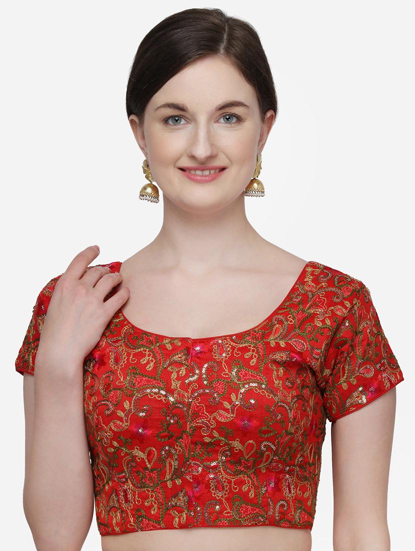 red silk embroidered blouse - 17651196 - Zoom Image - 1