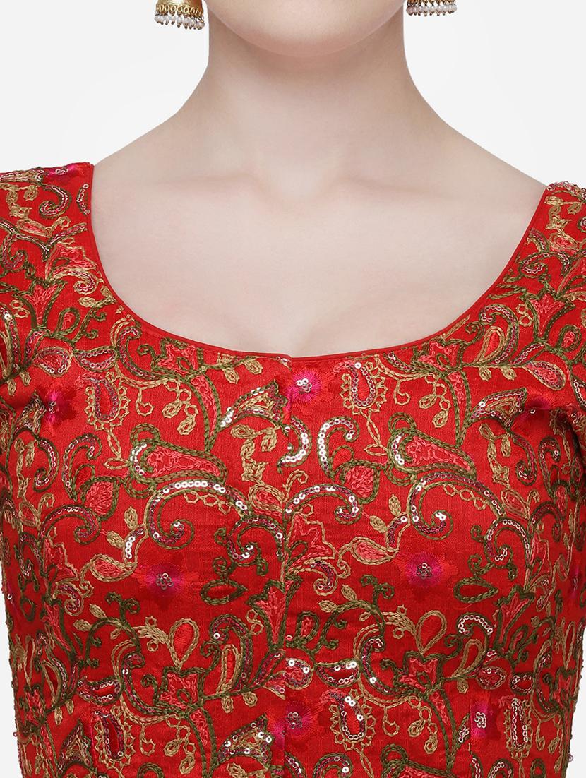 red silk embroidered blouse - 17651196 - Zoom Image - 4
