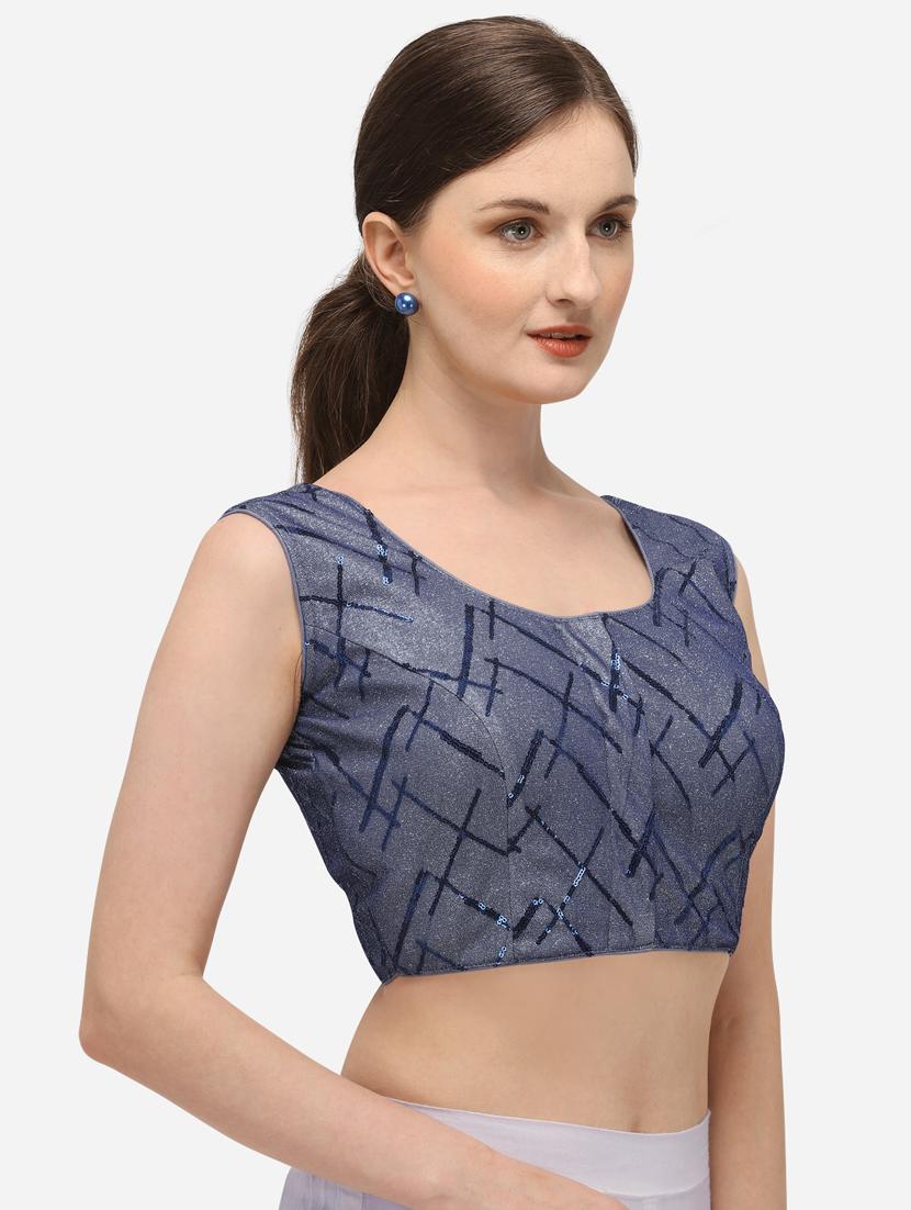 blue cotton embroidered blouse - 17651209 - Zoom Image - 2