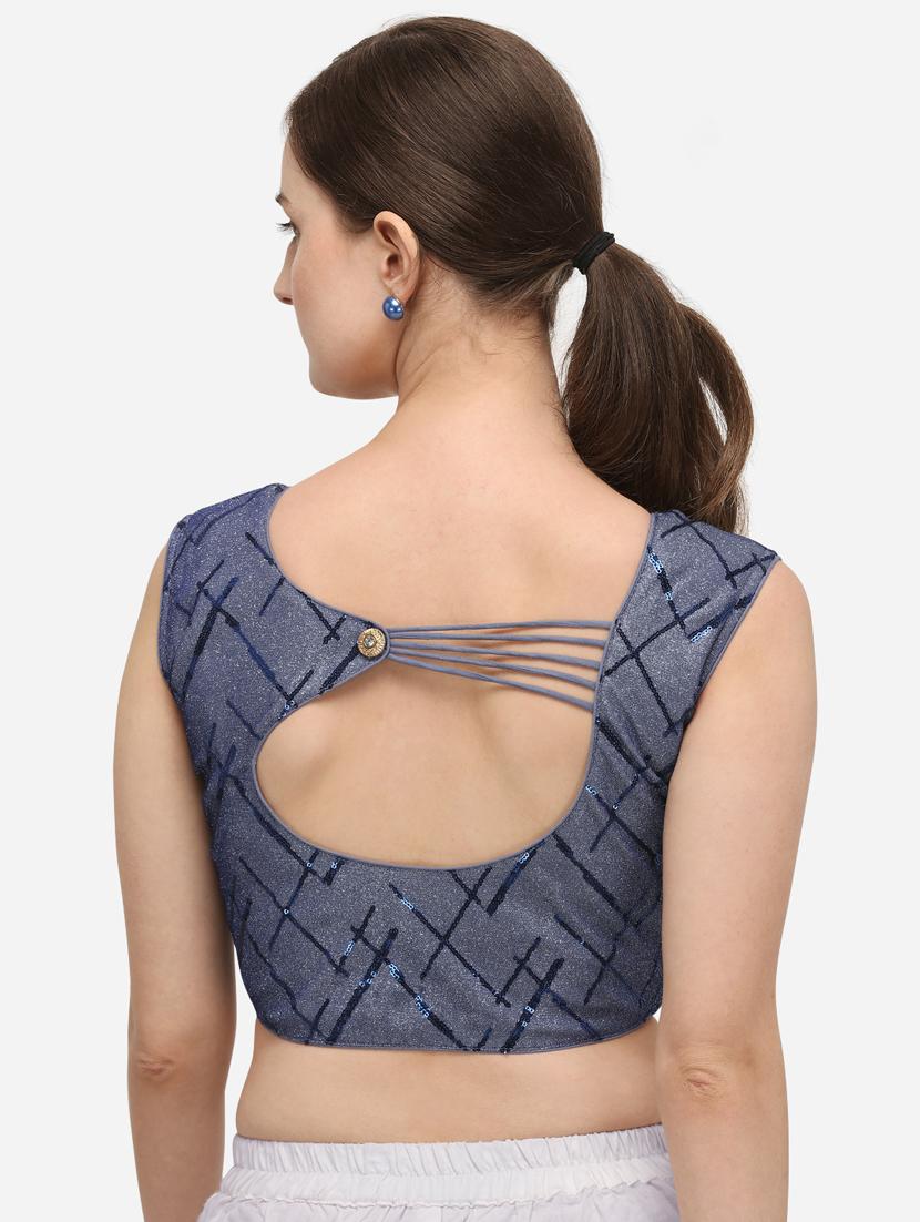 blue cotton embroidered blouse - 17651209 - Zoom Image - 3