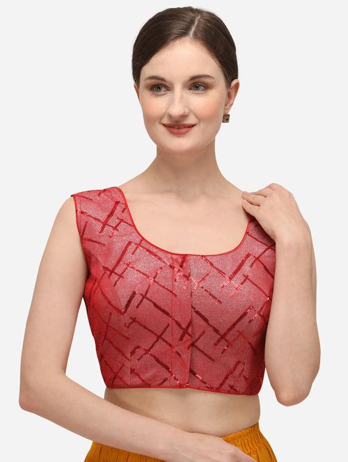 red cotton embroidered blouse - 17651214 - Standard Image - 1