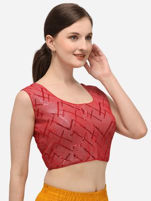 red cotton embroidered blouse - 17651214 - Standard Image - 2