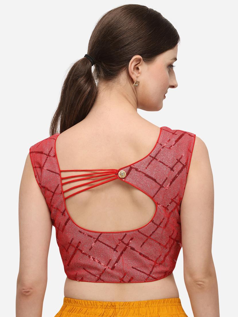 red cotton embroidered blouse - 17651214 - Zoom Image - 3