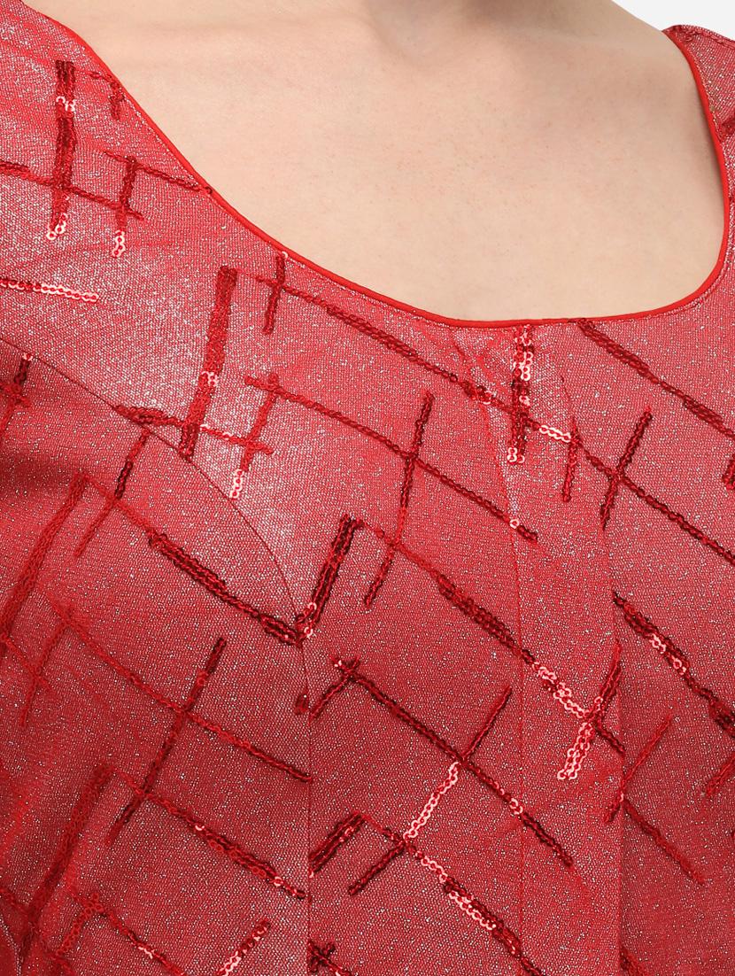 red cotton embroidered blouse - 17651214 - Zoom Image - 4