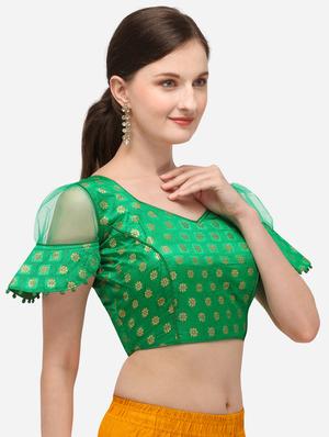 green silk printed blouse - 17651217 - Standard Image - 2
