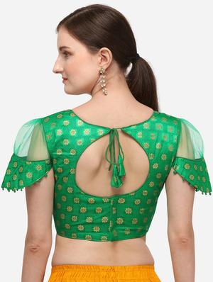 green silk printed blouse - 17651217 - Standard Image - 3