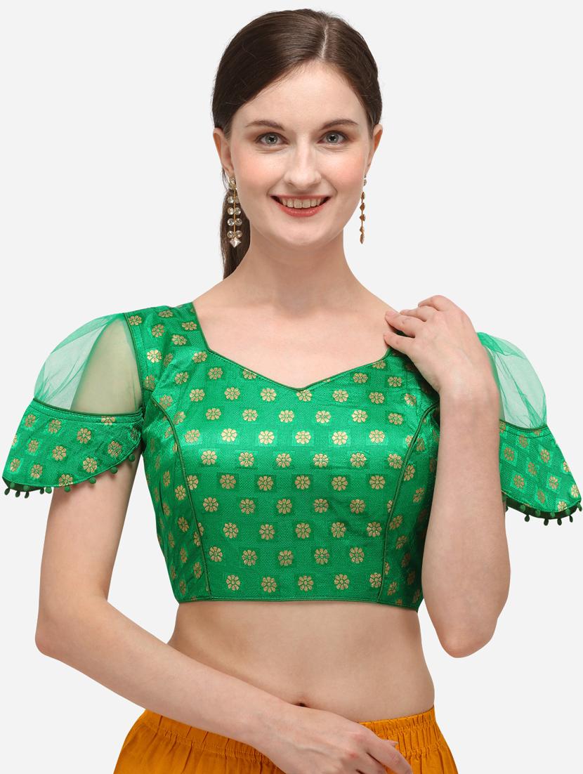 green silk printed blouse - 17651217 - Zoom Image - 1