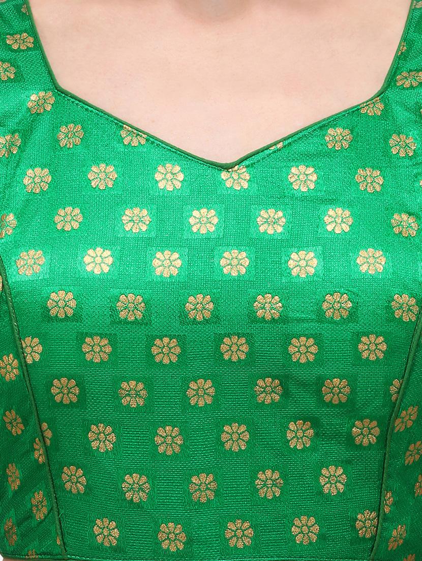 green silk printed blouse - 17651217 - Zoom Image - 4