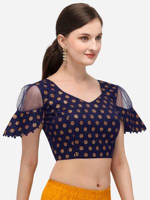 blue silk printed blouse - 17651218 - Standard Image - 2