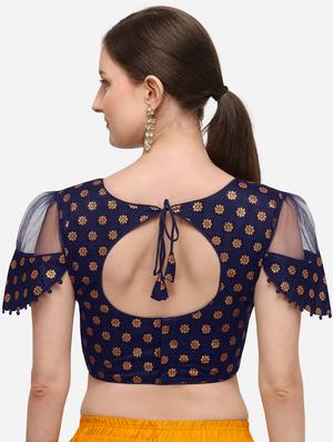 blue silk printed blouse - 17651218 - Standard Image - 3