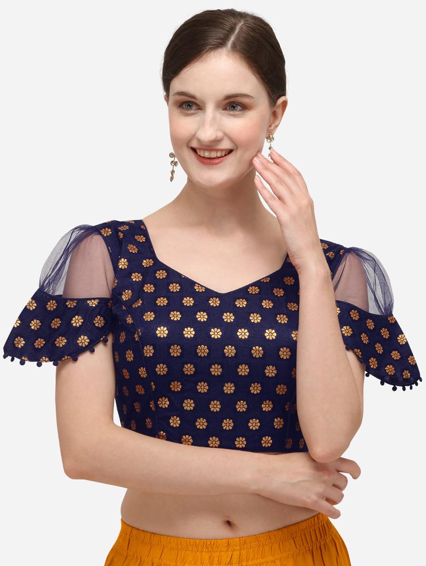blue silk printed blouse - 17651218 - Zoom Image - 1