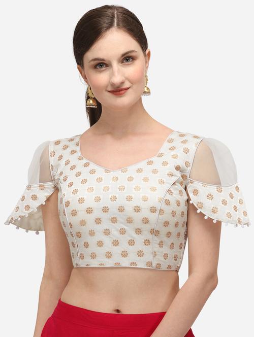 white silk printed blouse - 17651219 - Standard Image - 1