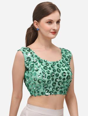 green net embroidered blouse - 17651226 - Standard Image - 2