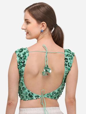 green net embroidered blouse - 17651226 - Standard Image - 3