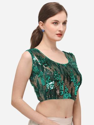 green velvet embroidered blouse - 17651237 - Standard Image - 2