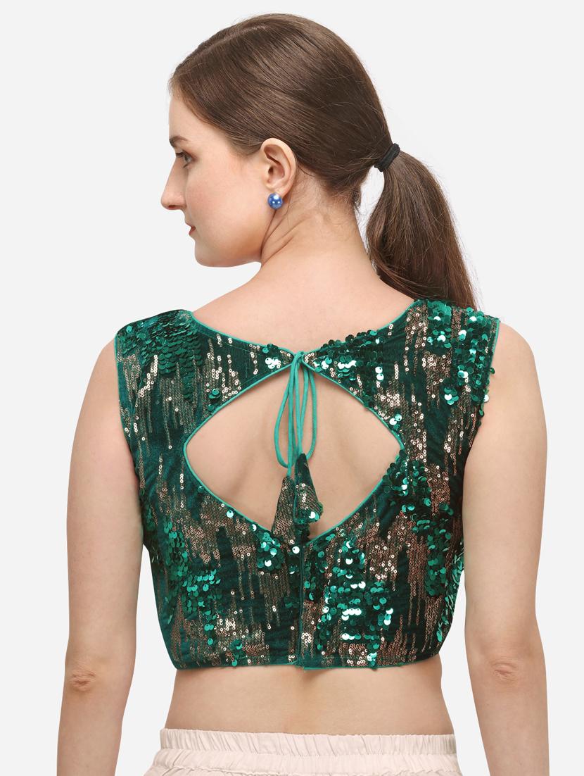 green velvet embroidered blouse - 17651237 - Zoom Image - 3