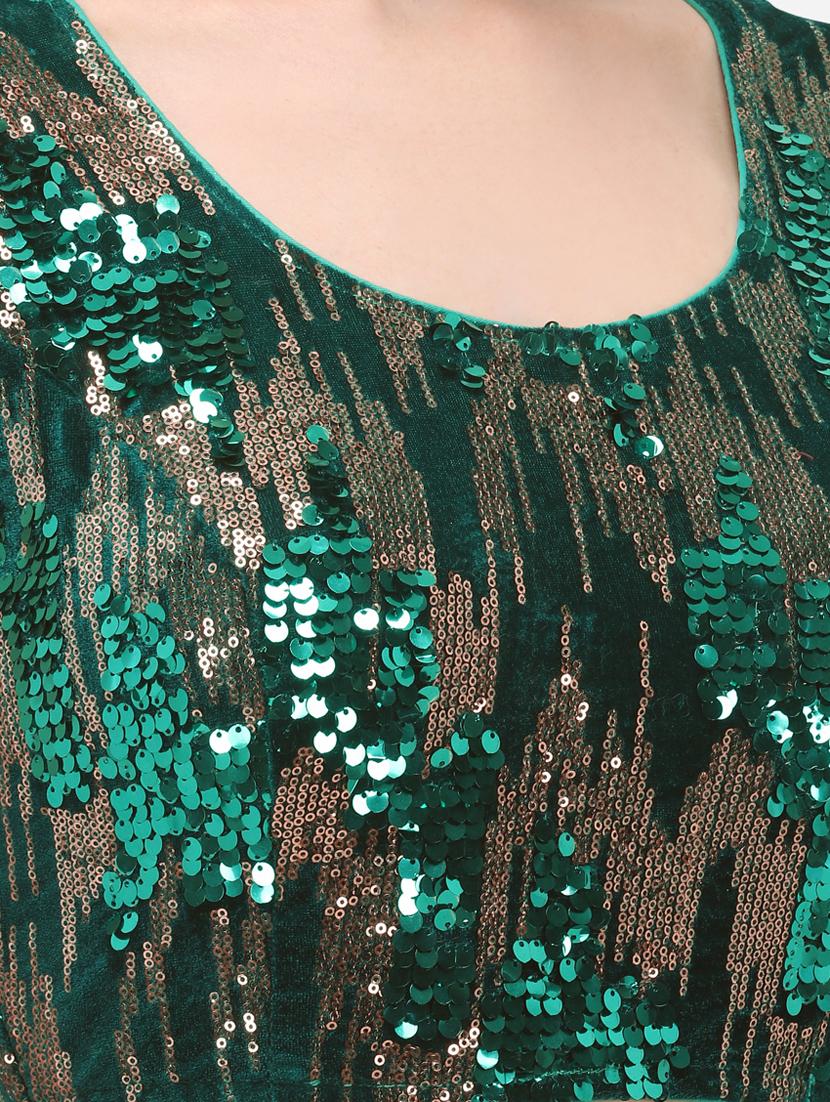 green velvet embroidered blouse - 17651237 - Zoom Image - 4