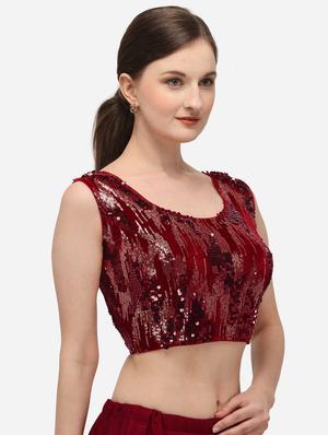 red velvet embroidered blouse - 17651238 - Standard Image - 2