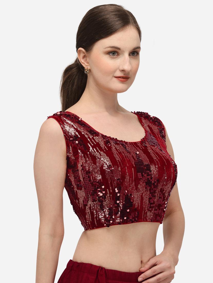 red velvet embroidered blouse - 17651238 - Zoom Image - 2