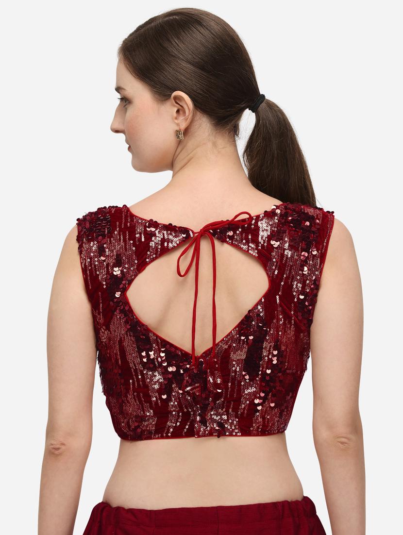red velvet embroidered blouse - 17651238 - Zoom Image - 3