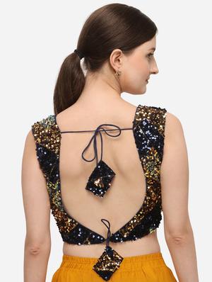 blue velvet embroidered blouse - 17651259 - Standard Image - 3