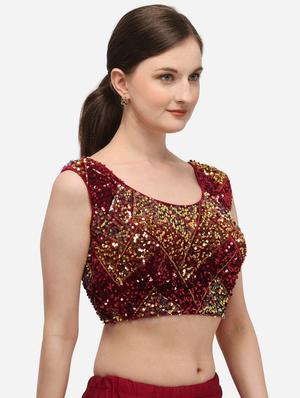 red velvet embroidered blouse - 17651261 - Standard Image - 2