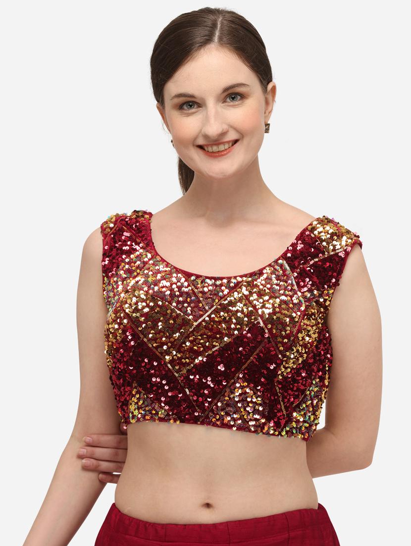 red velvet embroidered blouse - 17651261 - Zoom Image - 1