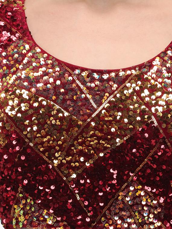 red velvet embroidered blouse - 17651261 - Zoom Image - 4