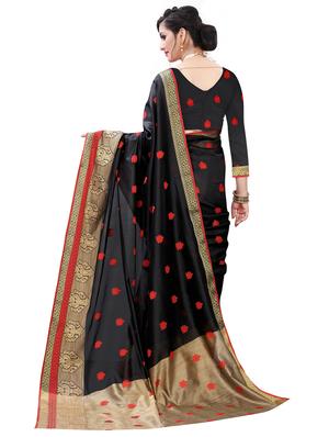 ethnic motifs woven saree with blouse - 17651290 - Standard Image - 2