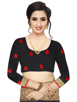 ethnic motifs woven saree with blouse - 17651290 - Standard Image - 3